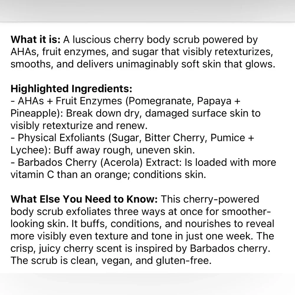 🍒 FENTY SKIN Cherry Dub Triple Action AHA Body Scrub